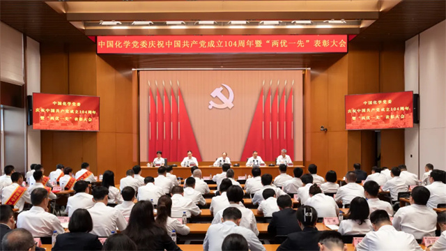 中國化學黨委召開慶祝中國共產黨成立104周年暨“兩優一先”表彰大會